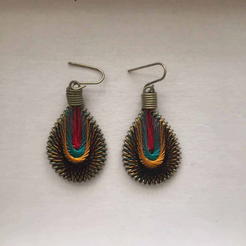 new never worn thread & brass earrings